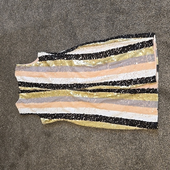 Calvin Klein Women Striped Sequin Sheath Dress sz 12 - Picture 10 of 12